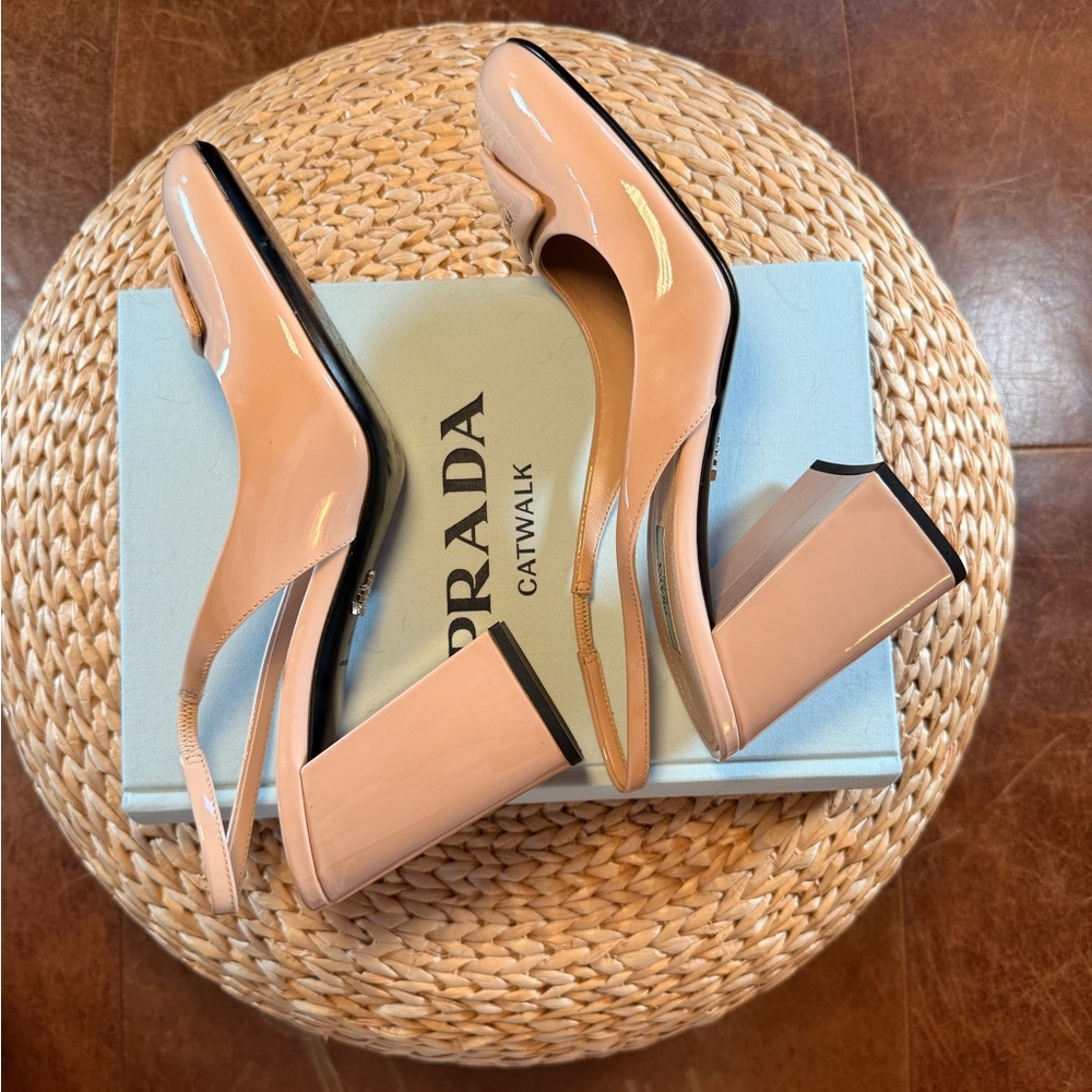 Prada Patent Leather Nude Slingback Pumps - Picture 6 of 16